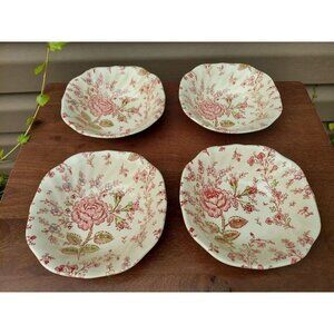 4 Johnson Bros Rose Chintz Square Bowls